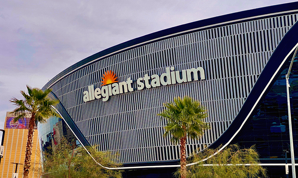 Allegiant Stadium in Las Vegas, Nevada, featuring an exterior protected with Elemax air and water-resistive barrier coatings