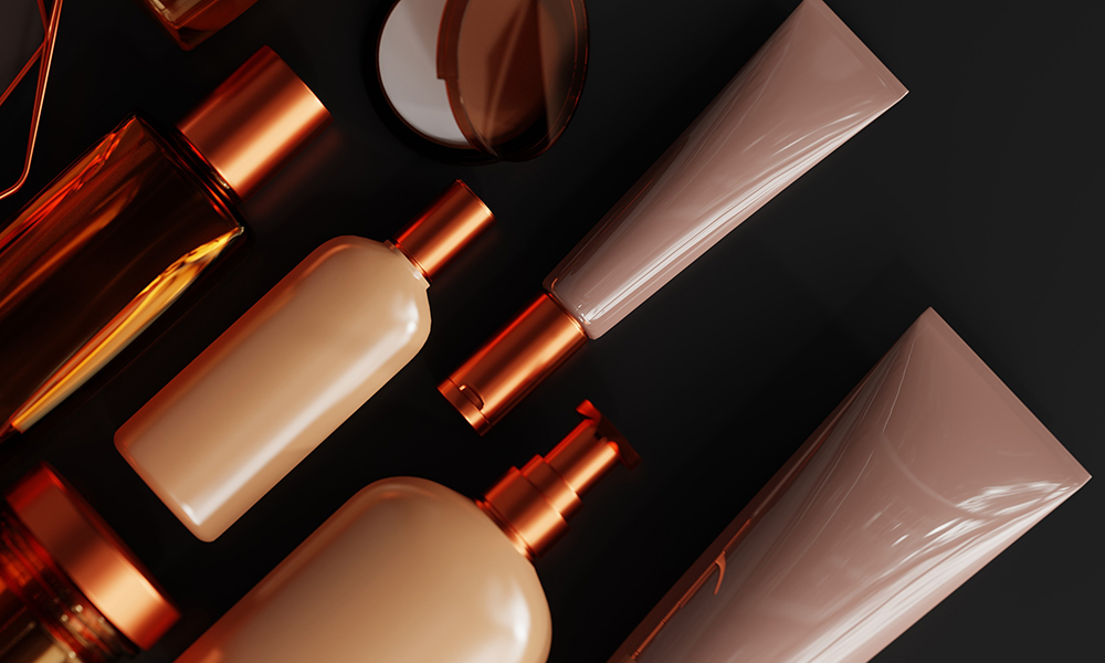 momentive silicone-based skin care make-up concept on dark background