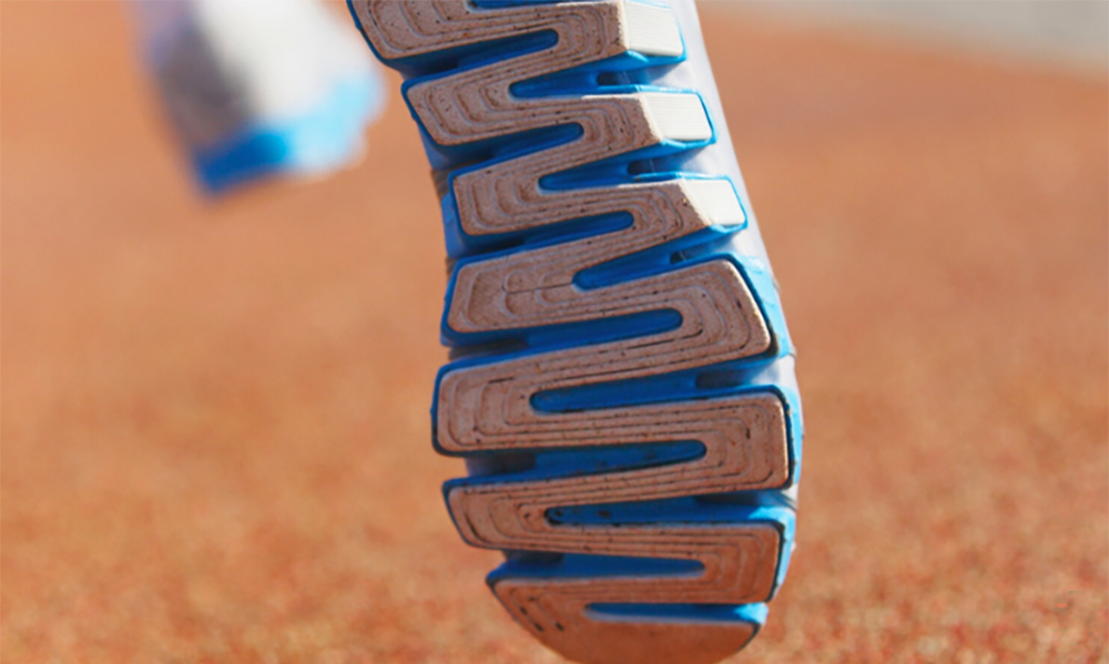 Close-up of athletic shoe outsole illustrating silicone surfactants for optimized polyurethane foam in footwear and CASE applications.
