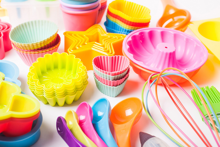 Baking supplies in many nright vibrant colors