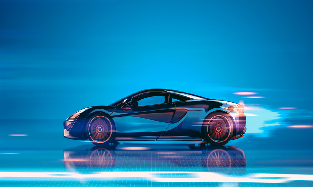 Momentive's Metal Coatings for blue sports car graphic